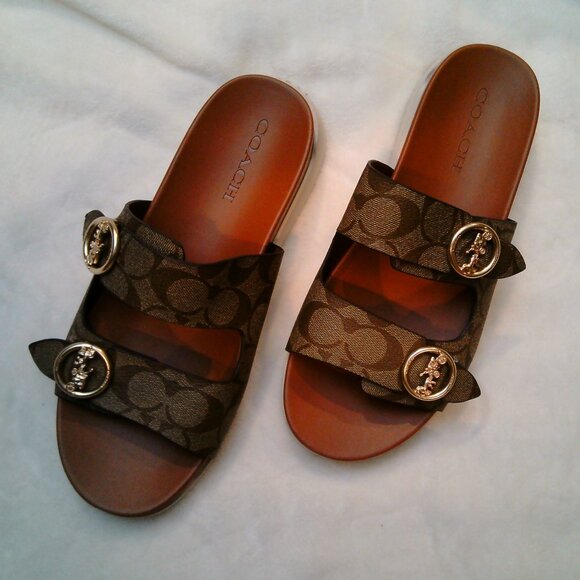 New (without tags) Coach Allanah Sandal In Khaki Signature Canvas in Size 10B - Picture 1 of 7